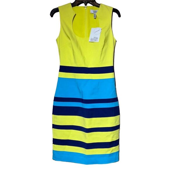 Badgley Mischka Color Block Bodycon Dress 2 Knee Length Party Sleeveless - Picture 1 of 6